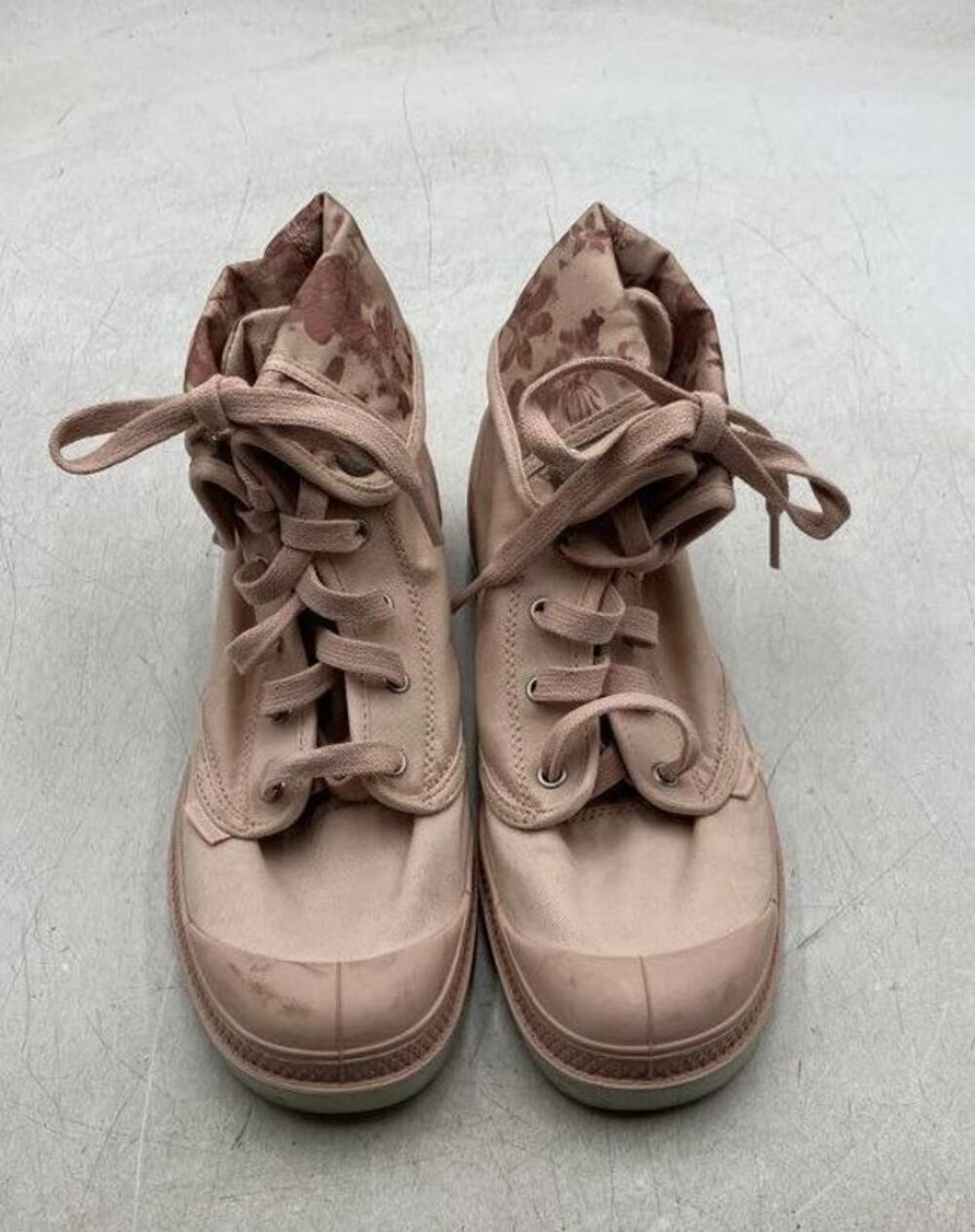 PALLADIUM PAMPA BOOTS Womens Pink Floral Canvas Lace Up Combat US 9.5